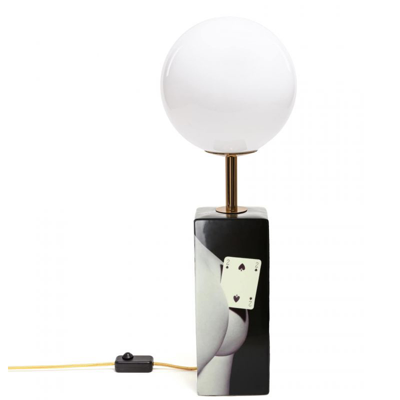 Настольная лампа Seletti Table Lamp Two of Spades Черный Белый в Челябинске | Loft Concept 