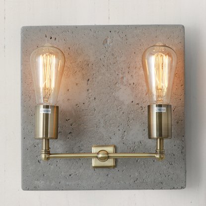 Бра Concrete SocKet Double Bra Латунь Античная полированная Серый бетон Бра Concrete SocKet Double Bra Латунь Античная полированная Серый бетон в Челябинске | Loft Concept