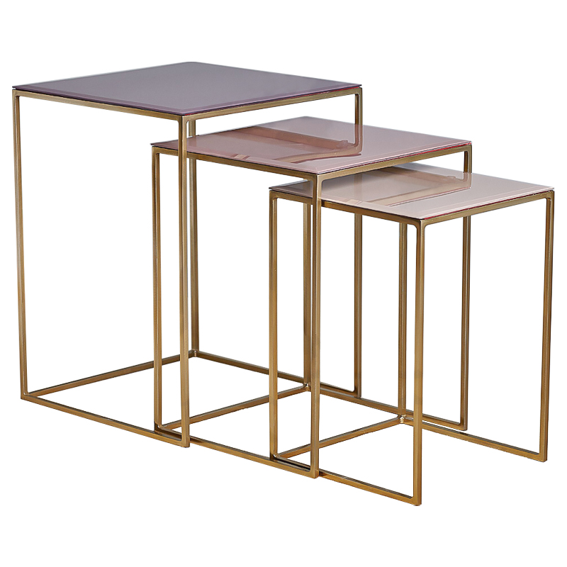 Комплект столиков Corbin Side Tables Золотой Розовый пастельный Дымчатая Роза Комплект столиков Corbin Side Tables Золотой Розовый пастельный Дымчатая Роза в Челябинске | Loft Concept