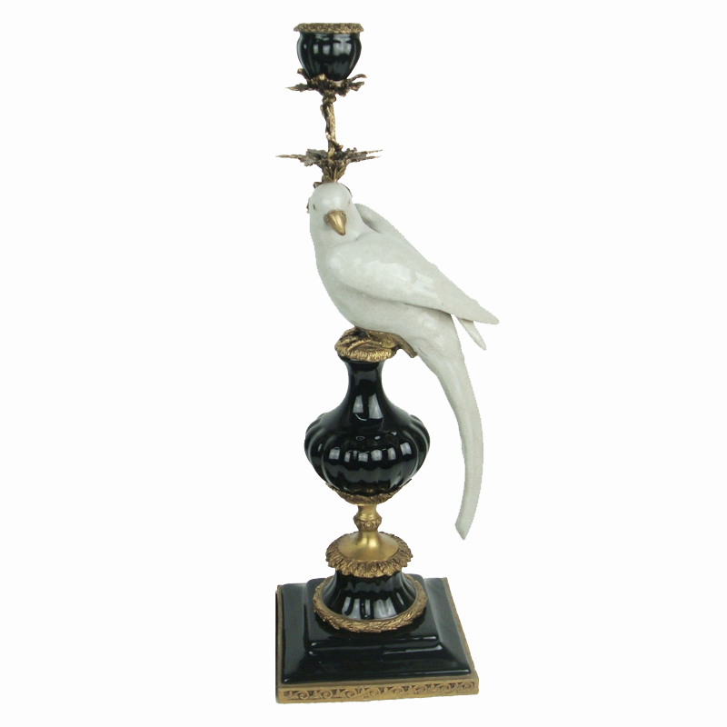 Подсвечник White Parrot Бронза Белый Черный Подсвечник White Parrot Бронза Белый Черный в Челябинске | Loft Concept