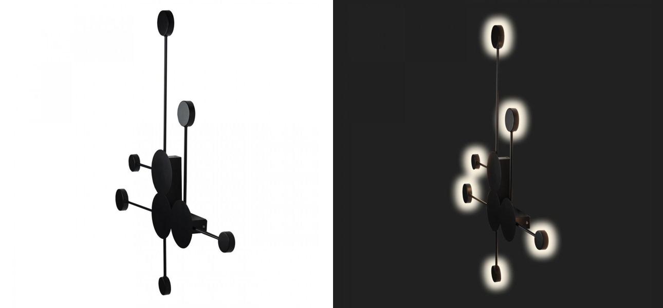 Бра Лофт Vibia Pin Wall Light 6 плафонов Черный цвет - фото №1