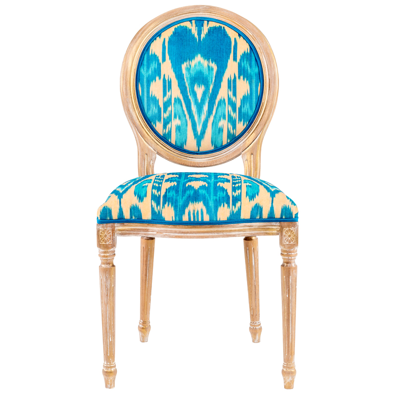 Стул Ikat Pattern Голубой Бежевый Коричневый Голубой Стул Ikat Pattern Голубой Бежевый Коричневый Голубой в Челябинске | Loft Concept
