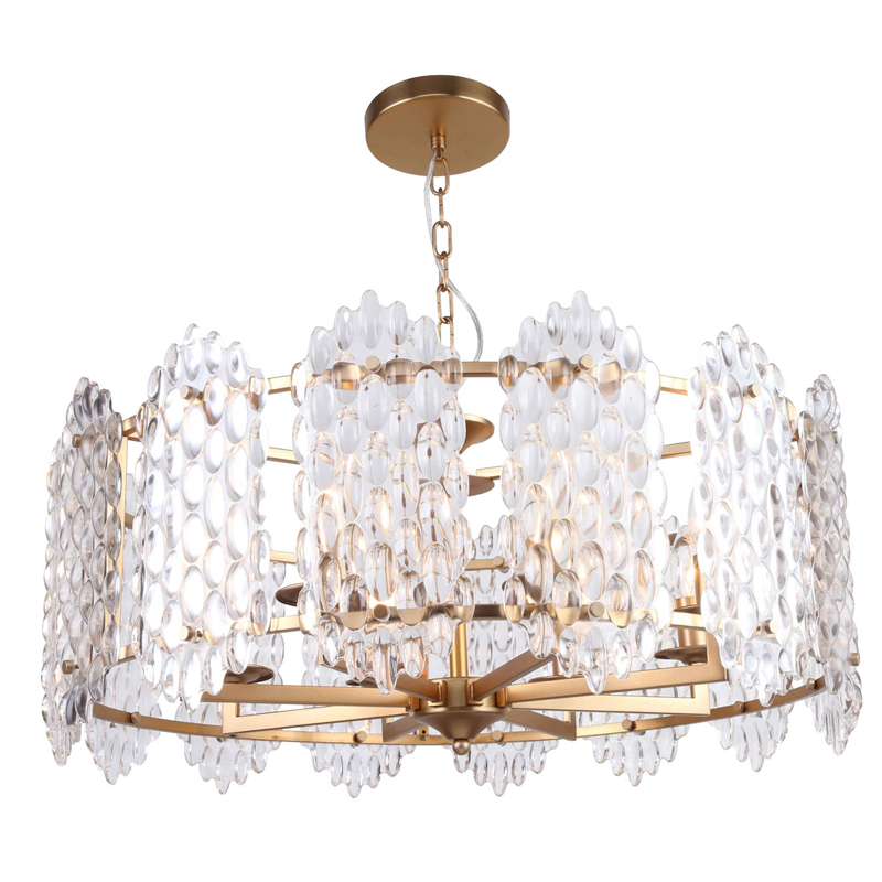 Люстра подвесная Textured Glass Chandelier D71 Глянцевое золото Прозрачное Стекло Люстра подвесная Textured Glass Chandelier D71 Глянцевое золото Прозрачное Стекло в Челябинске | Loft Concept