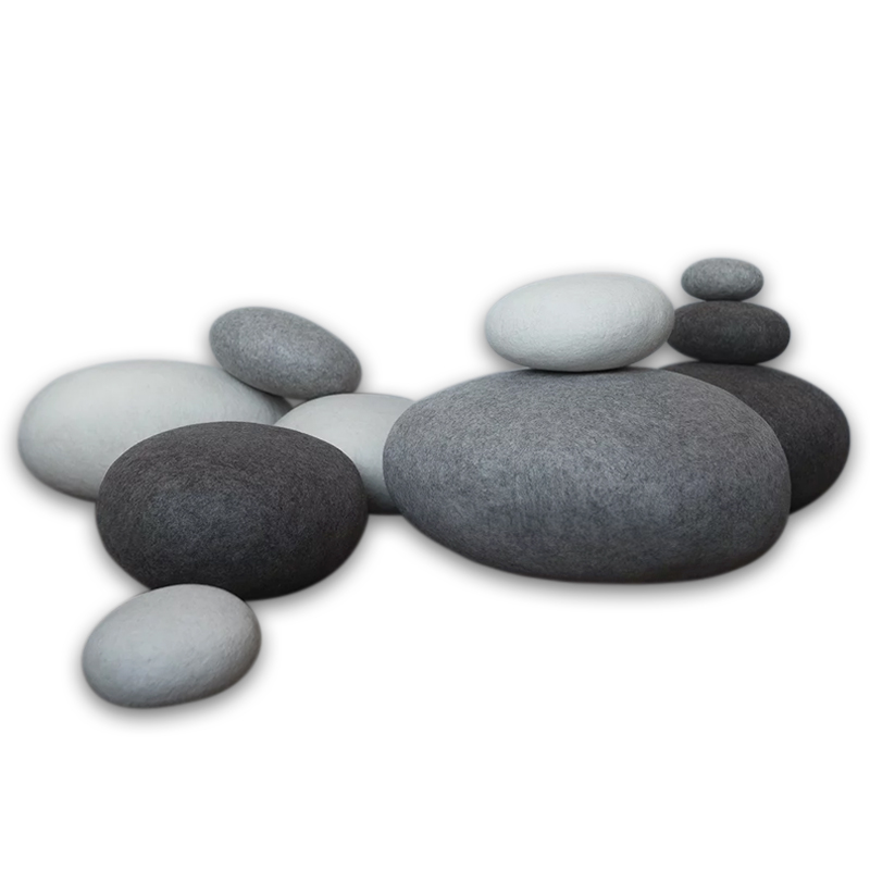 Большой Набор из 10-ти Камней-Пуфов KATSU "SOLID ROCKS" из Шерсти Коричневый Белый Серый в Челябинске | Loft Concept 