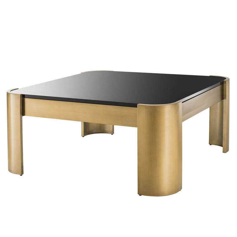 Кофейный стол Eichholtz Coffee Table Courrier Матовая латунь Глянцевый черный Кофейный стол Eichholtz Coffee Table Courrier Матовая латунь Глянцевый черный в Челябинске | Loft Concept