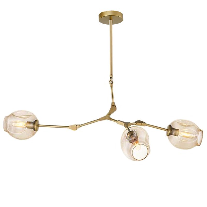 Люстра Сrumpled Glass Bubble Chandelier Gold 3 плафона Прозрачный (Transparent) Янтарь (Amber) Люстра Сrumpled Glass Bubble Chandelier Gold 3 плафона Прозрачный (Transparent) Янтарь (Amber) в Челябинске | Loft Concept