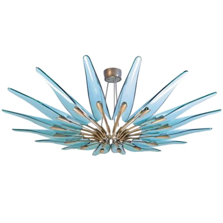 Люстра Large Chandelier Max Ingrand Fontana Arte Золотой Синий Люстра Large Chandelier Max Ingrand Fontana Arte Золотой Синий в Челябинске | Loft Concept