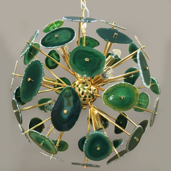 Люстра Agate Burst Chandelier Green Зеленый Золотой Люстра Agate Burst Chandelier Green Зеленый Золотой в Челябинске | Loft Concept