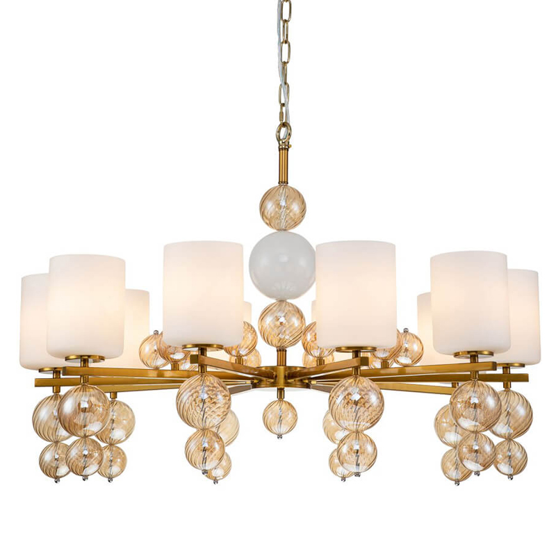 Люстра Blown Glass Balloons Chandelier 10 Латунь Белый Янтарный Люстра Blown Glass Balloons Chandelier 10 Латунь Белый Янтарный в Челябинске | Loft Concept