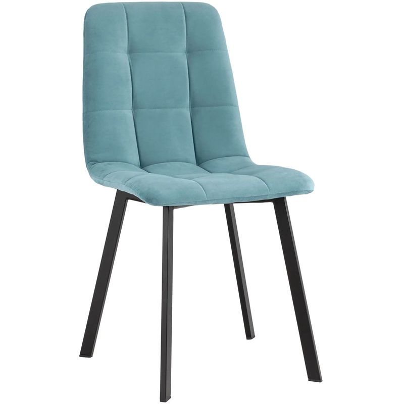 Стул NANCY S Chair Голубой велюр Голубой пастельный Черный Стул NANCY S Chair Голубой велюр Голубой пастельный Черный в Челябинске | Loft Concept