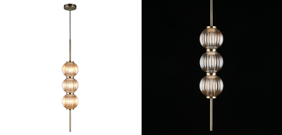 Подвесной светильник Shell Beads с янтарным стеклом Подвесной светильник Shell Beads с янтарным стеклом - Loft-Concept в Челябинске