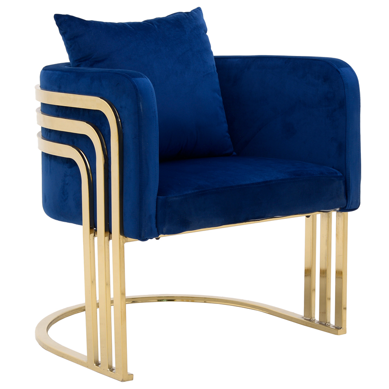 Кресло Custodia Armchair Blue Синий Глянцевое золото Кресло Custodia Armchair Blue Синий Глянцевое золото в Челябинске | Loft Concept