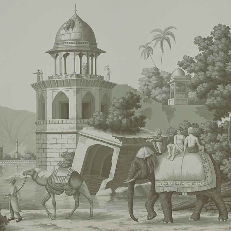 Обои ручная роспись Early Views of India Crystal Grey on scenic paper Обои ручная роспись Early Views of India Crystal Grey on scenic paper в Челябинске | Loft Concept