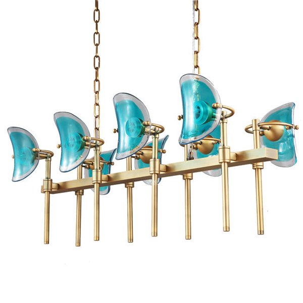 Люстра Lily Turquoise Glass rectangle Золотой Бирюзовый Люстра Lily Turquoise Glass rectangle Золотой Бирюзовый в Челябинске | Loft Concept