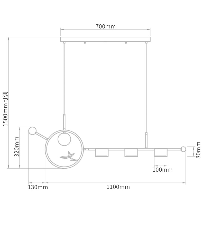 Линейный светильник Metal Wood Ring Leaf Linear Light Линейный светильник Metal Wood Ring Leaf Linear Light в Челябинске