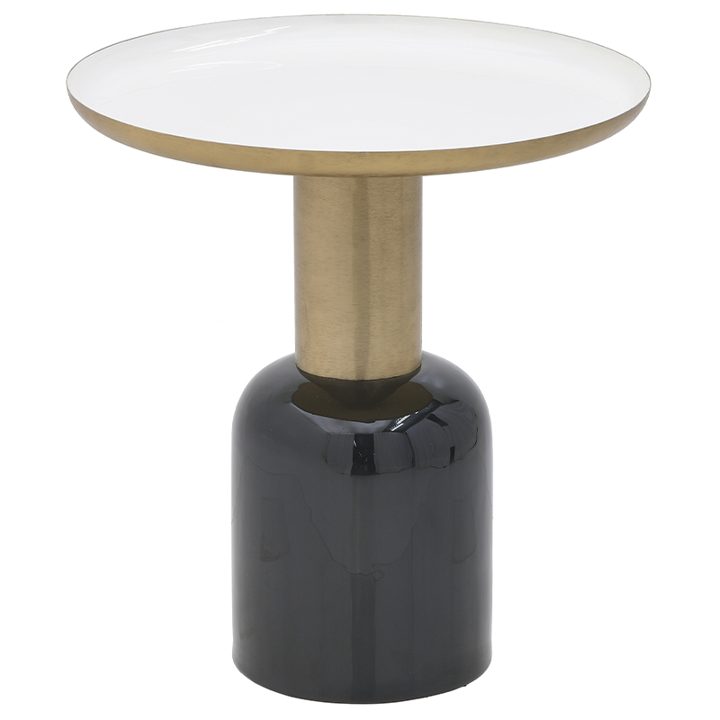 Круглый металлический приставной стол Calem Side Table White Черный Золотой Белый Круглый металлический приставной стол Calem Side Table White Черный Золотой Белый в Челябинске | Loft Concept