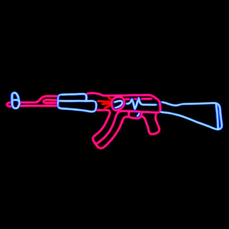 Неоновая настенная лампа Machine Gun Neon Wall Lamp Прозрачный Розовый Голубой Неоновая настенная лампа Machine Gun Neon Wall Lamp Прозрачный Розовый Голубой в Челябинске | Loft Concept