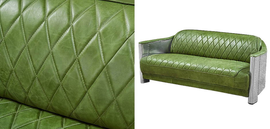 Диван Авиатор Sofa 2 seat зеленая кожа Диван Авиатор Sofa 2 seat зеленая кожа - Loft-Concept в Челябинске