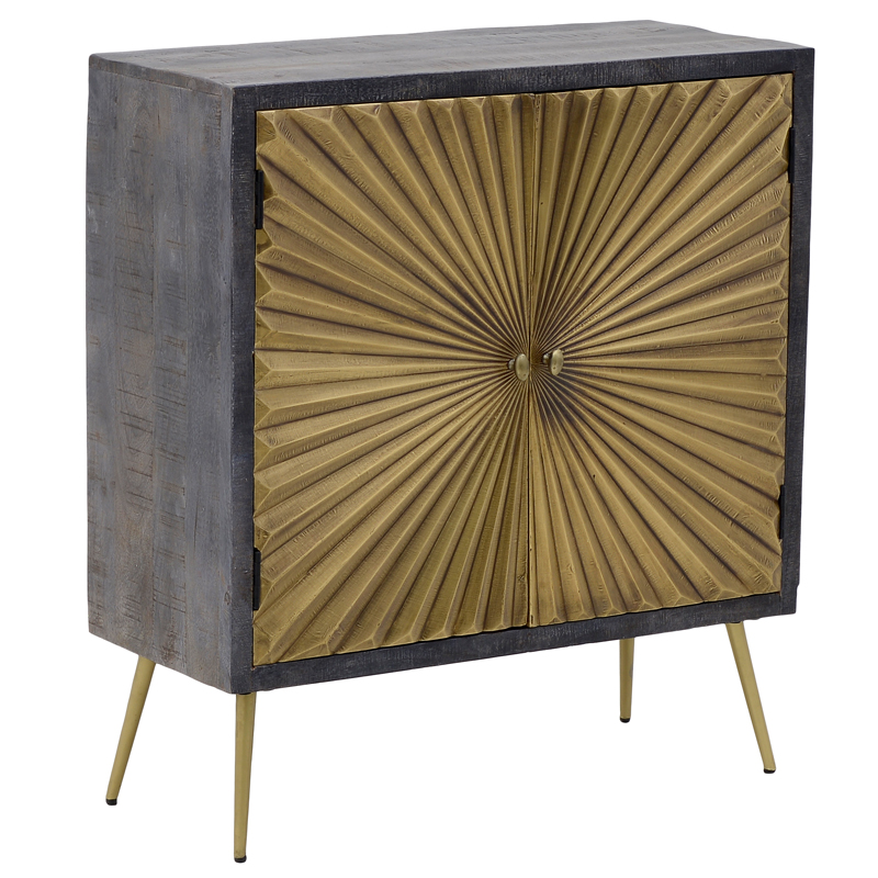 Комод с рельефным фасадом Loritz Sun Chest of Drawers Золотой Черный Комод с рельефным фасадом Loritz Sun Chest of Drawers Золотой Черный в Челябинске | Loft Concept