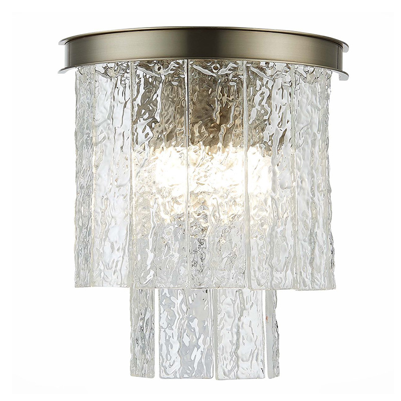 Бра Renea Textured Glass Wall Lamp Nickel Никель Прозрачное Стекло Бра Renea Textured Glass Wall Lamp Nickel Никель Прозрачное Стекло в Челябинске | Loft Concept