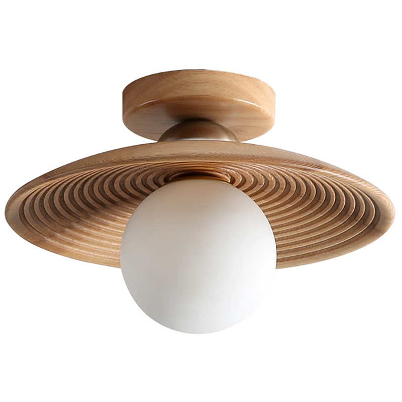 Потолочный светильник Ogata Wooden Light Коричневый Древесина Белое матовое стекло Потолочный светильник Ogata Wooden Light Коричневый Древесина Белое матовое стекло в Челябинске | Loft Concept