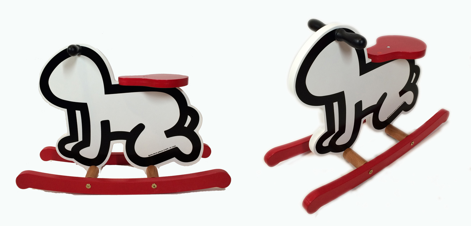 Детская деревянная качалка VILAC KEITH HARING ROCKER BABY TOY-WHITE - фото