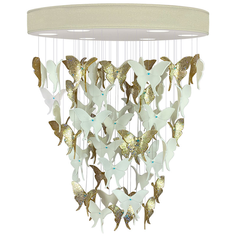 Люстра Золотые Бабочки Жемчужно-серая база Night Butterflies Chandelier Gold Бежево-серый Белый Золотой Люстра Золотые Бабочки Жемчужно-серая база Night Butterflies Chandelier Gold Бежево-серый Белый Золотой в Челябинске | Loft Concept