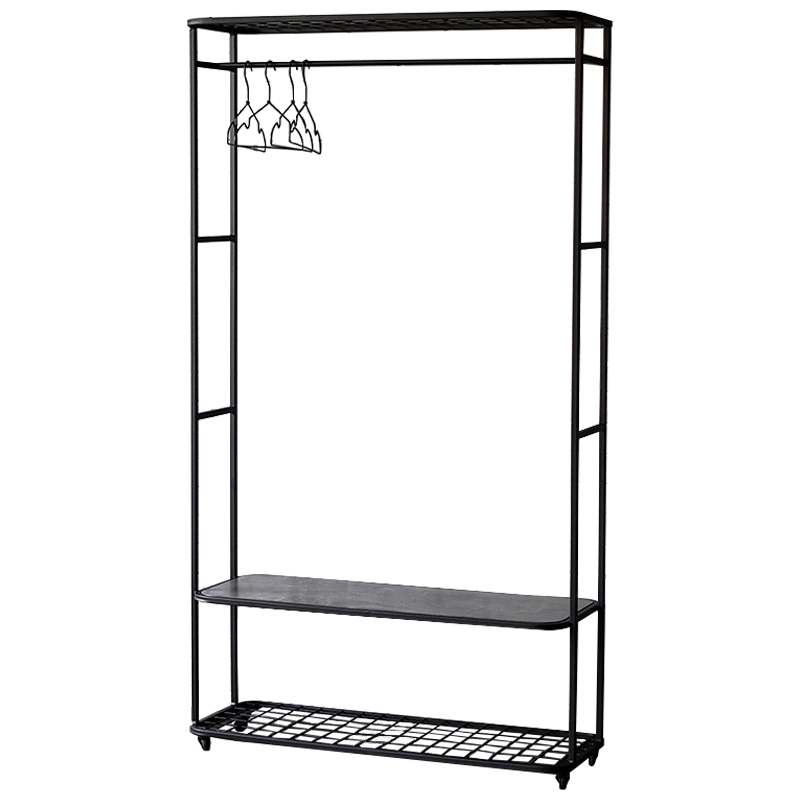 Рейл Braydon Industrial Metal Rust Clothes Rail Черный Дерево Серый в Челябинске | Loft Concept 