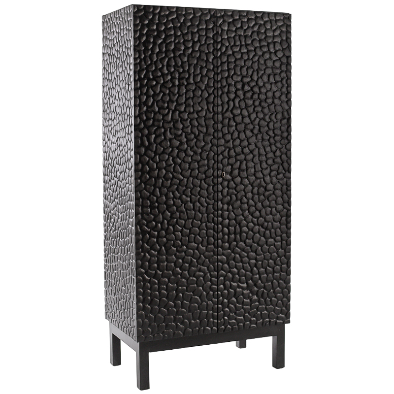 Шкаф Black Pebble Wood Carved Cabinet Черный Шкаф Black Pebble Wood Carved Cabinet Черный в Челябинске | Loft Concept