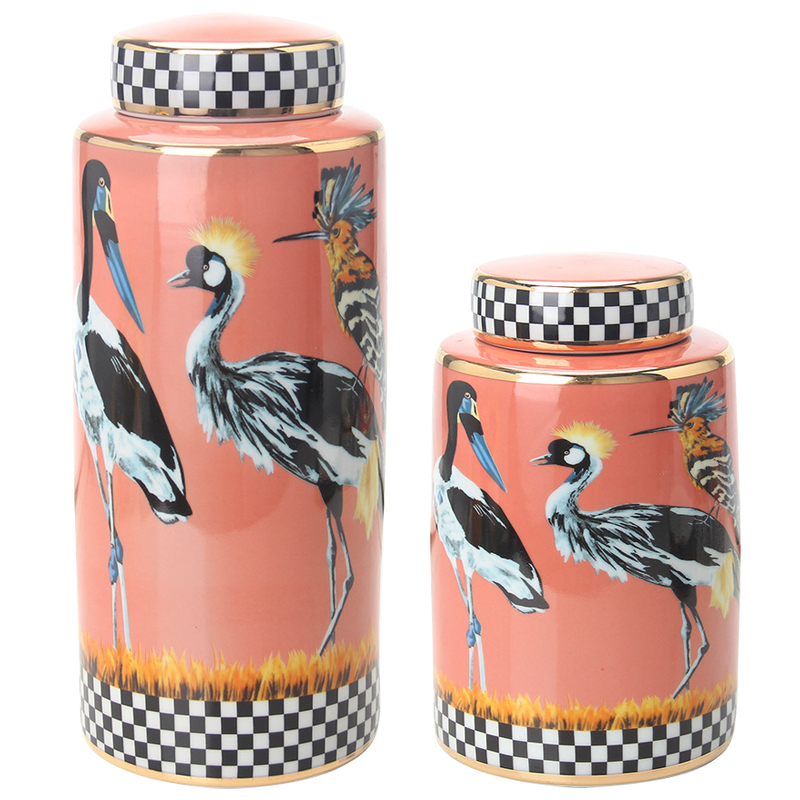 Ваза с крышкой Storks Vase Розовый Лососёвый Черно-белый Мульти Ваза с крышкой Storks Vase Розовый Лососёвый Черно-белый Мульти в Челябинске | Loft Concept