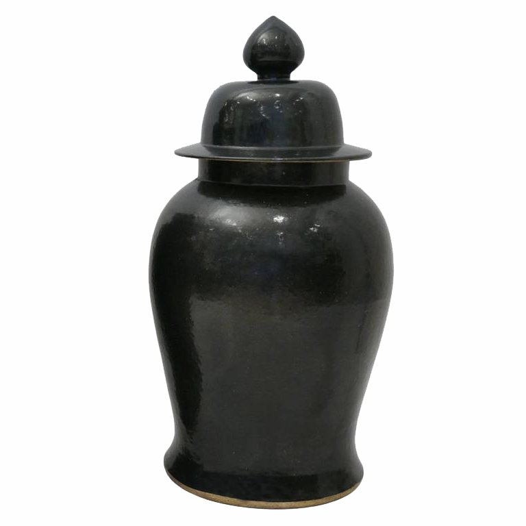 Ваза Black Ceramic Chinese Jars with Lids Черный Ваза Black Ceramic Chinese Jars with Lids Черный в Челябинске | Loft Concept