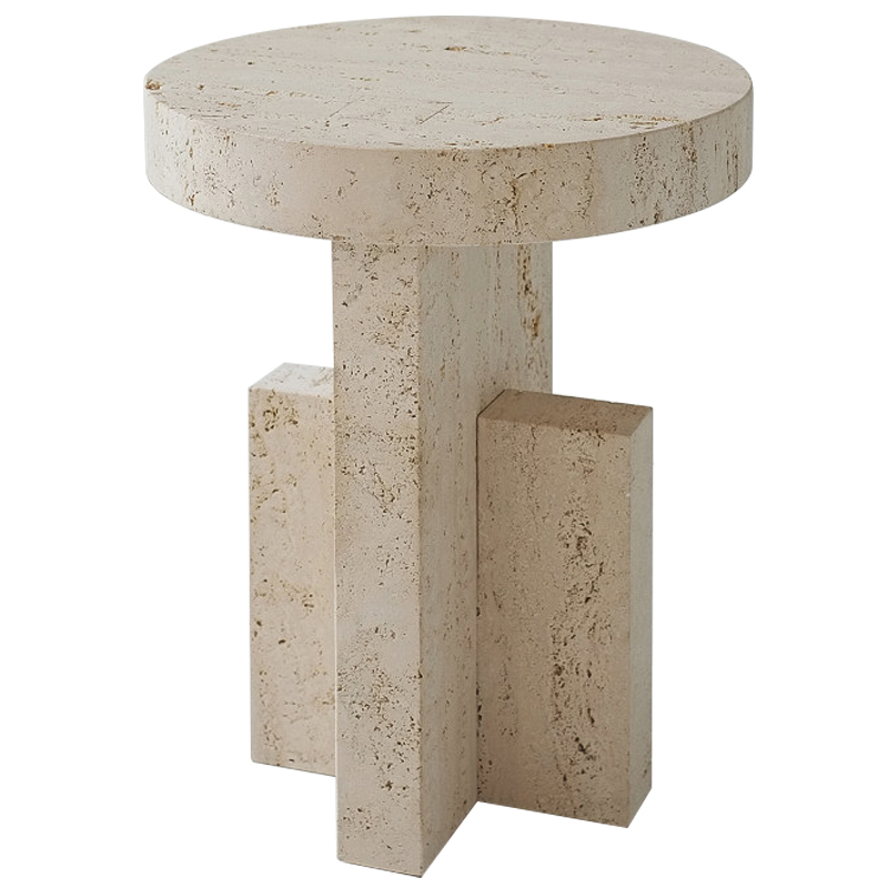 Приставной стол Clarence Travertine Side Table Бежевый Приставной стол Clarence Travertine Side Table Бежевый в Челябинске | Loft Concept