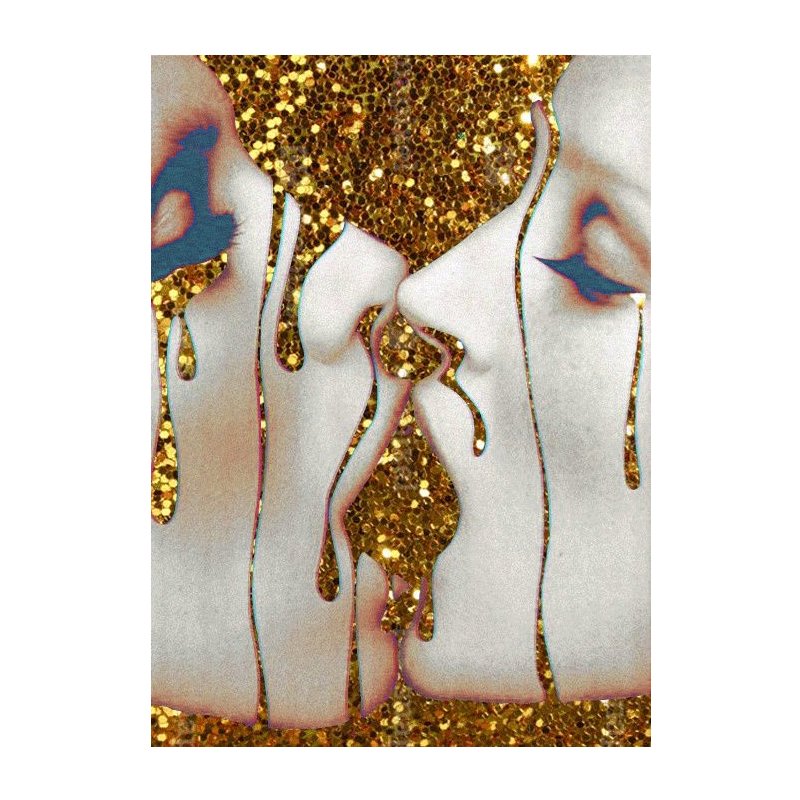 Картина Golden Kiss Золотой Бежево-серый Картина Golden Kiss Золотой Бежево-серый в Челябинске | Loft Concept