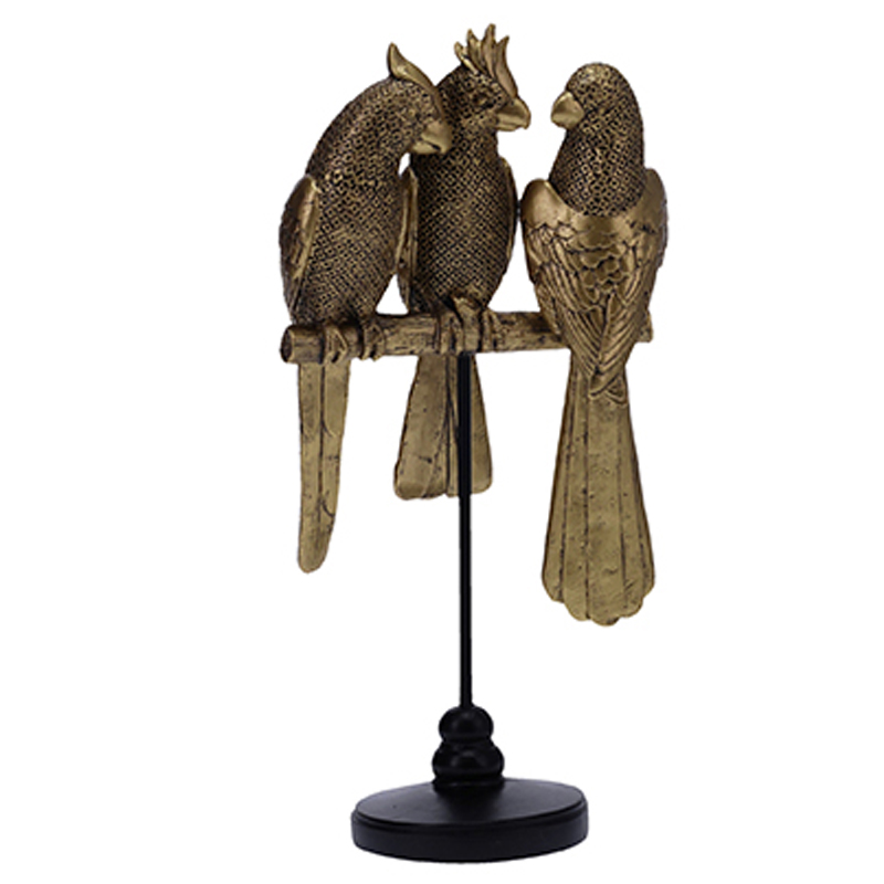 Статуэтка Three Golden Parrots Золотой Черный Статуэтка Three Golden Parrots Золотой Черный в Челябинске | Loft Concept