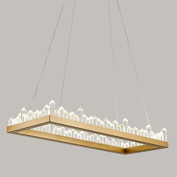 Люстра Crystal Rock Rectangle Chandelier Латунь Прозрачное Стекло Люстра Crystal Rock Rectangle Chandelier Латунь Прозрачное Стекло в Челябинске | Loft Concept