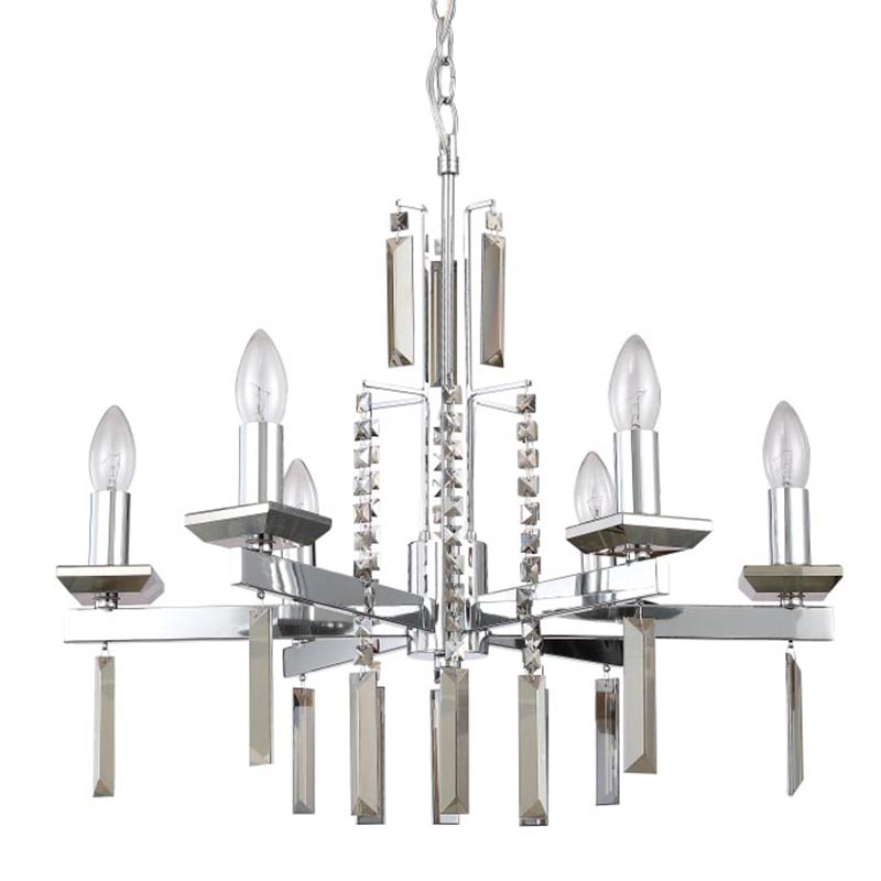 Люстра Vivien Crystal Chrome Chandelier 6 Хром Серый Люстра Vivien Crystal Chrome Chandelier 6 Хром Серый в Челябинске | Loft Concept