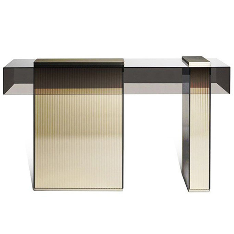 Консоль MARTY Console Стекло Смок Золотой Консоль MARTY Console Стекло Смок Золотой в Челябинске | Loft Concept