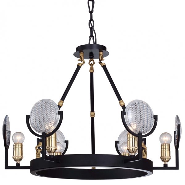 Люстра RH Gaslight Lens Chandelier 6 Черный в Челябинске | Loft Concept 