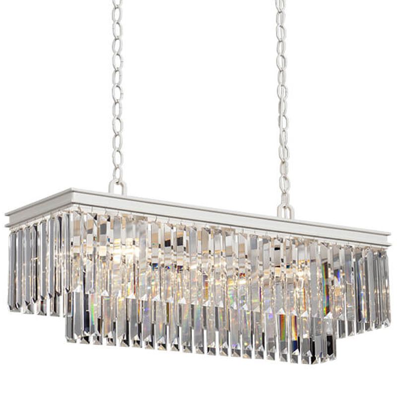 Люстра RH 1920s Odeon Clear Glass Rectangular Chandelier White iron Длина 80 Белый Прозрачное Стекло Люстра RH 1920s Odeon Clear Glass Rectangular Chandelier White iron Длина 80 Белый Прозрачное Стекло в Челябинске | Loft Concept