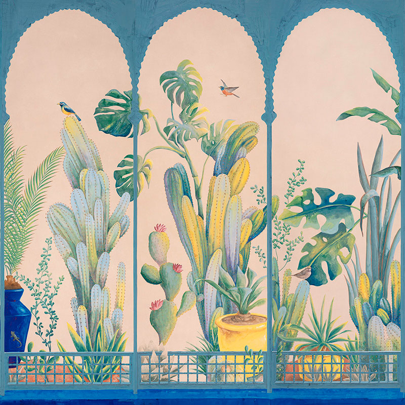 Обои ручная роспись Jardin Marrakech Majorelle on painted Xuan paper  в Челябинске | Loft Concept 