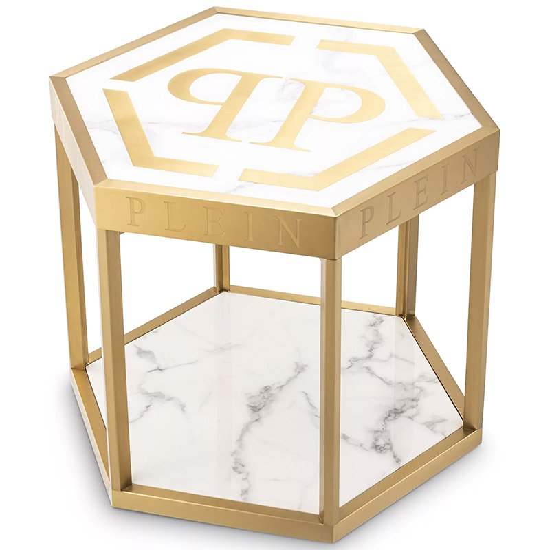 Приставной стол Philipp Plein Side Table Billionaire Золотой Белый Мрамор Bianco Приставной стол Philipp Plein Side Table Billionaire Золотой Белый Мрамор Bianco в Челябинске | Loft Concept