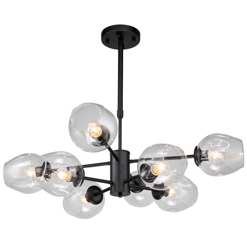 Люстра Branching Bubble Chandelier black 8 Черный Прозрачный Люстра Branching Bubble Chandelier black 8 Черный Прозрачный в Челябинске | Loft Concept