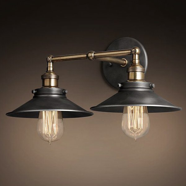 Бра Loft Cone 20th c.Factory filament Pendant Double Бронза Черный Бра Loft Cone 20th c.Factory filament Pendant Double Бронза Черный в Челябинске | Loft Concept