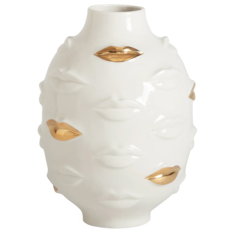 Ваза Jonathan Adler Gilded Gala Round Vase Глянцевое золото Белый Ваза Jonathan Adler Gilded Gala Round Vase Глянцевое золото Белый в Челябинске | Loft Concept