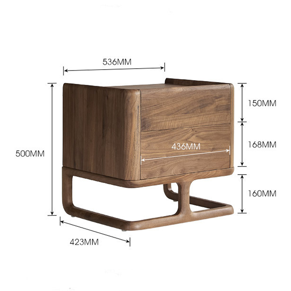 Прикроватный деревянный столик с 2-мя ящиками Moon Walnut Furniture в Челябинске