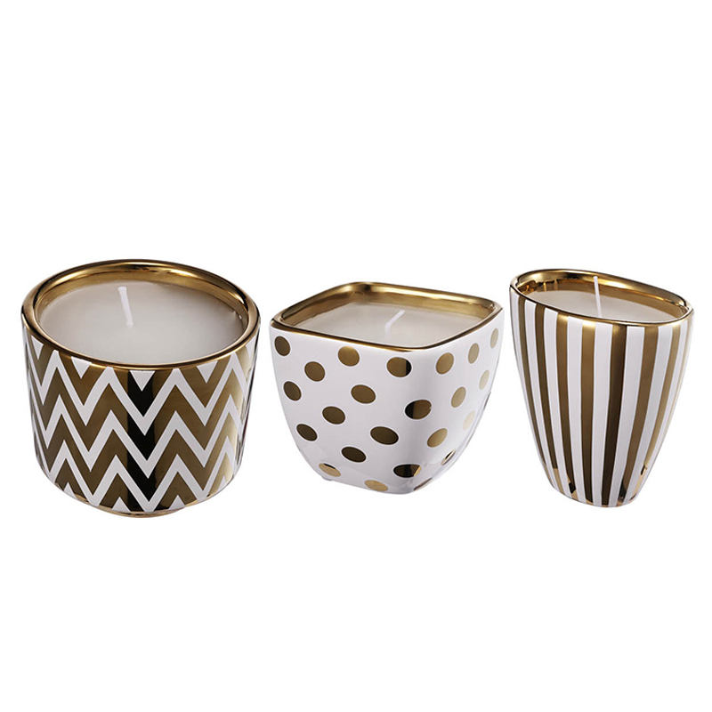 Набор из 3-х подсвечников Gold & White Ornament Белый Золотой Набор из 3-х подсвечников Gold & White Ornament Белый Золотой в Челябинске | Loft Concept