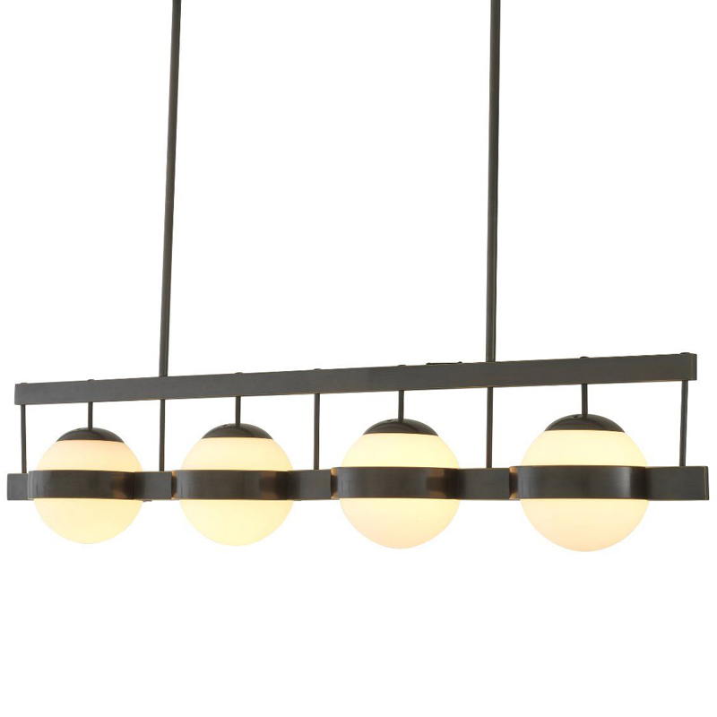 Люстра Eichholtz Chandelier Biba Bronze Темная бронза Белое матовое стекло Люстра Eichholtz Chandelier Biba Bronze Темная бронза Белое матовое стекло в Челябинске | Loft Concept