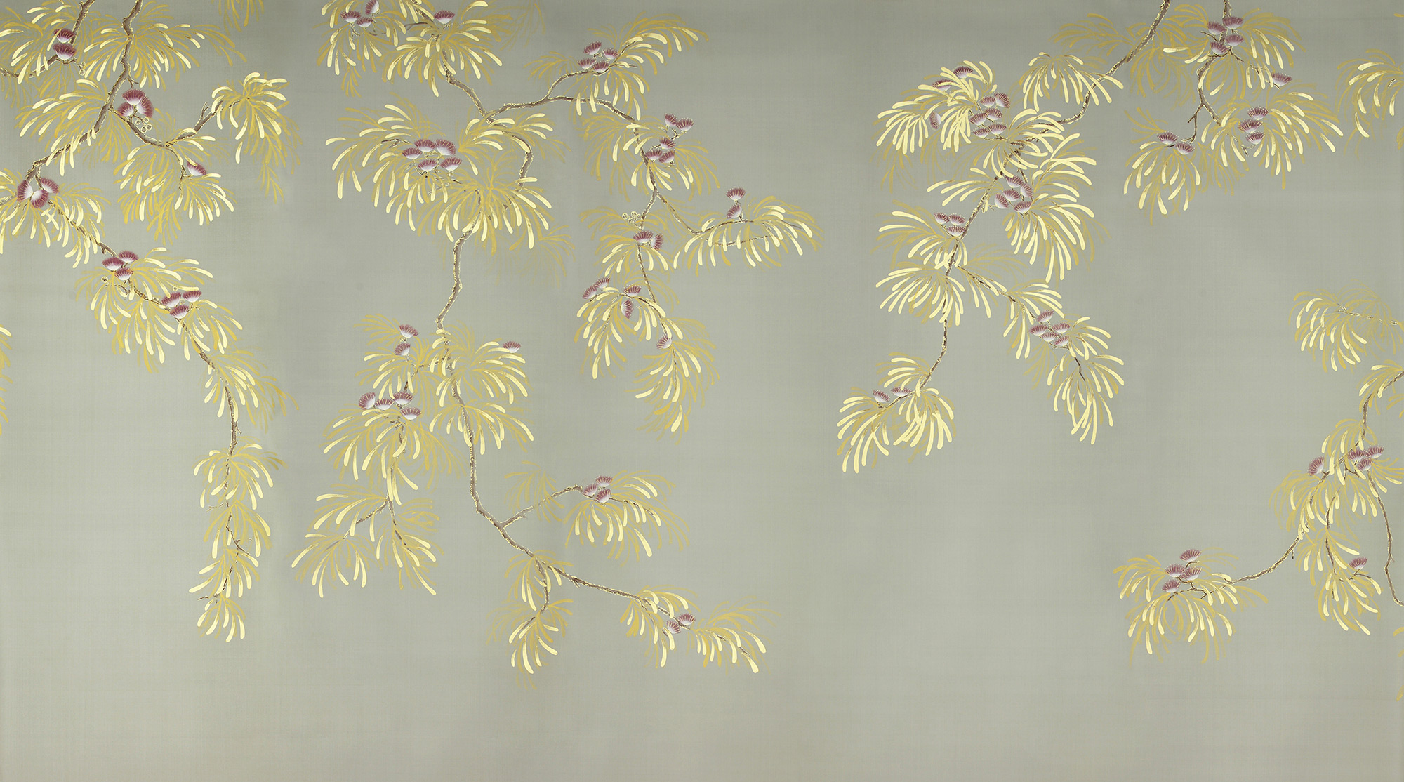 Обои ручная роспись Silk Tree Colourway SC-80 on Pale Grey dyed silk Обои ручная роспись Silk Tree Colourway SC-80 on Pale Grey dyed silk - постер Loft-Concept в Челябинске