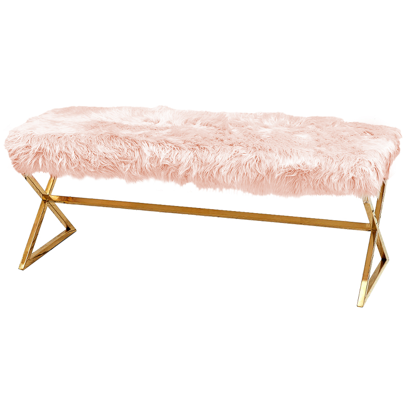 Банкетка из искусственного меха Phyllis Banquet Pink Gold Розовый Золотой Банкетка из искусственного меха Phyllis Banquet Pink Gold Розовый Золотой в Челябинске | Loft Concept