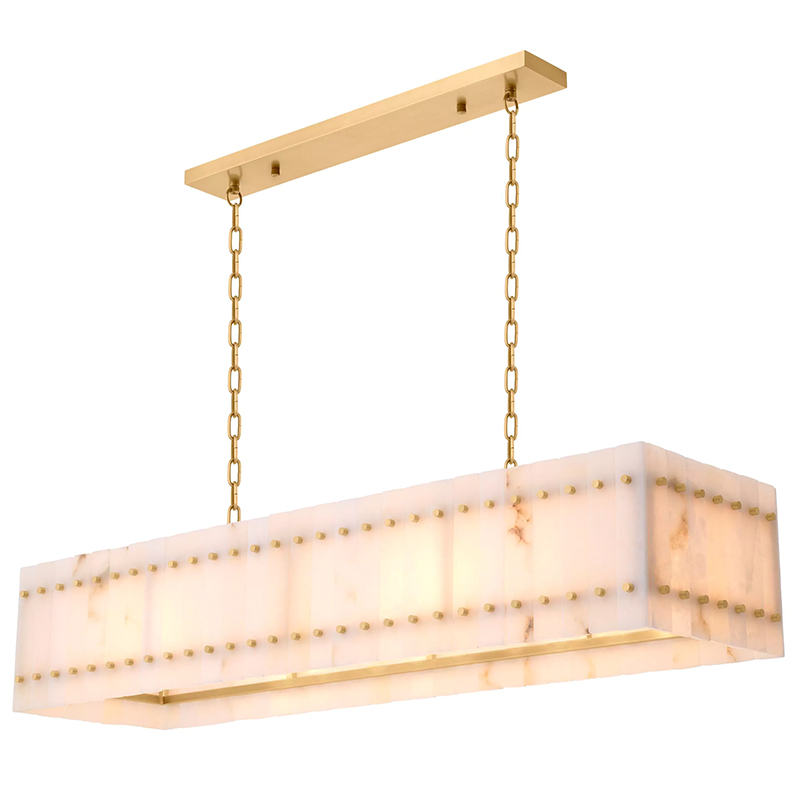 Люстра Eichholtz Chandelier Ruby Rectangular Alabaster Латунь Бежевый Белый Мрамор Bianco Люстра Eichholtz Chandelier Ruby Rectangular Alabaster Латунь Бежевый Белый Мрамор Bianco в Челябинске | Loft Concept